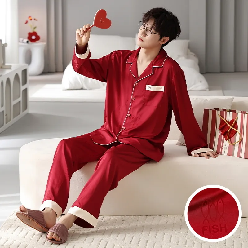 Jovini Pajama Set Men's Gift Box Set Red-6