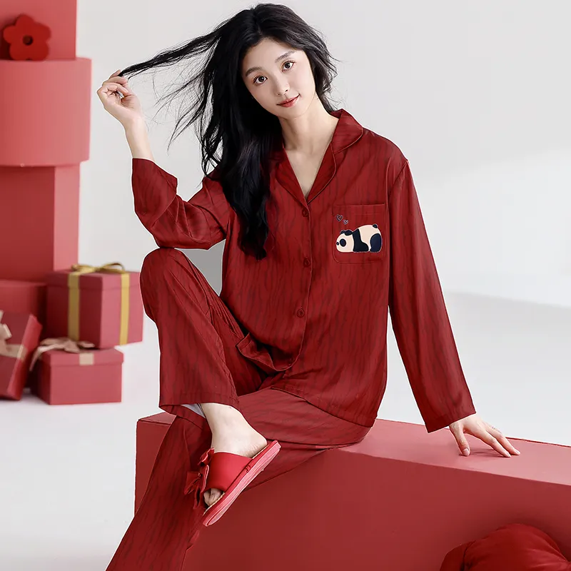 Jovini Pajama Set Women's Gift Box Set Red-2