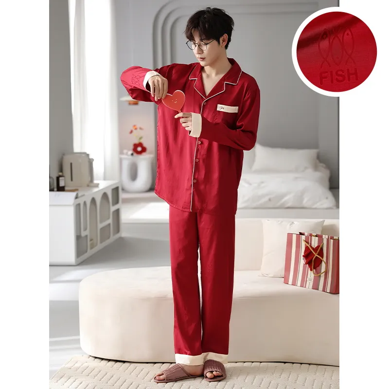 Jovini Pajama Set Men's Gift Box Set Red-4