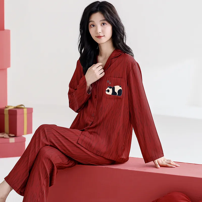 Jovini Pajama Set Women's Gift Box Set Red-3