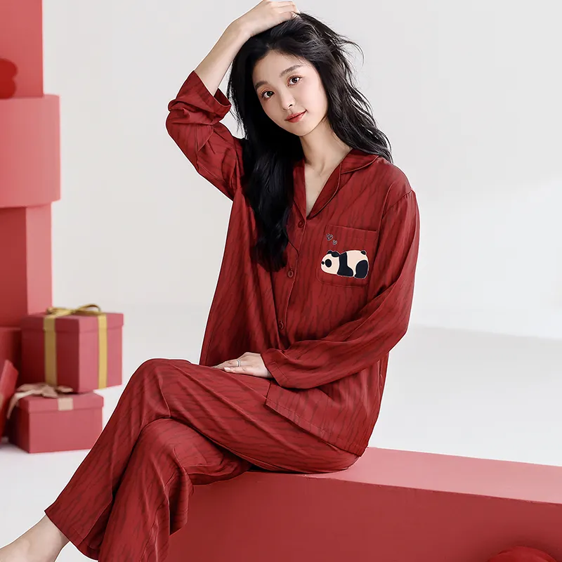 Jovini Pajama Set Women's Gift Box Set Red-4