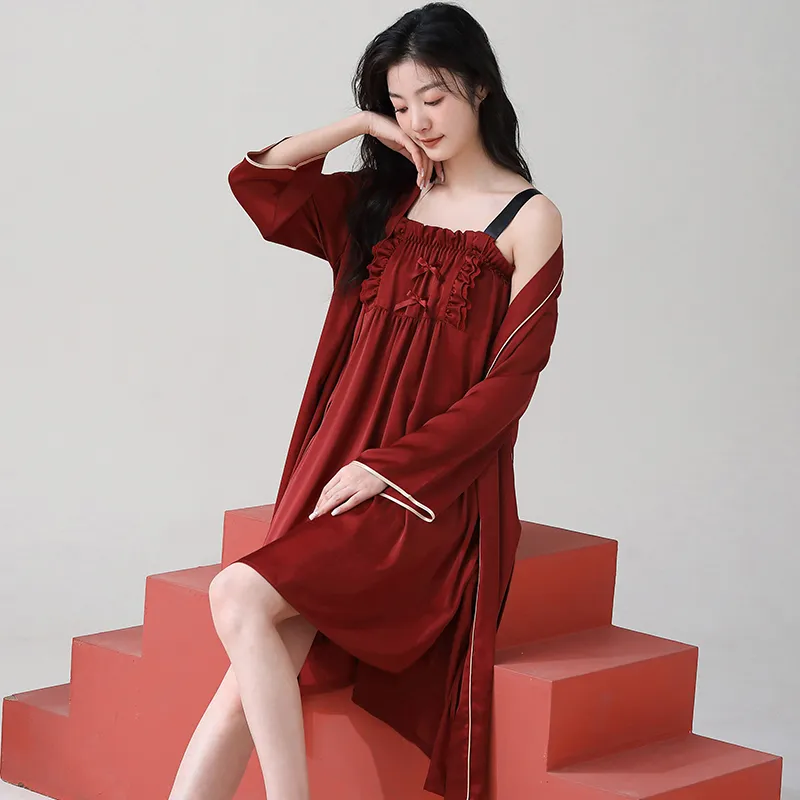 Jovini Pajama Set Women's Gift Box Set Red-5