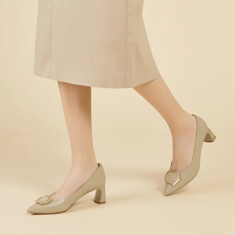 PT'SON Chunky Heel High Heels 5.5cm Women's-13