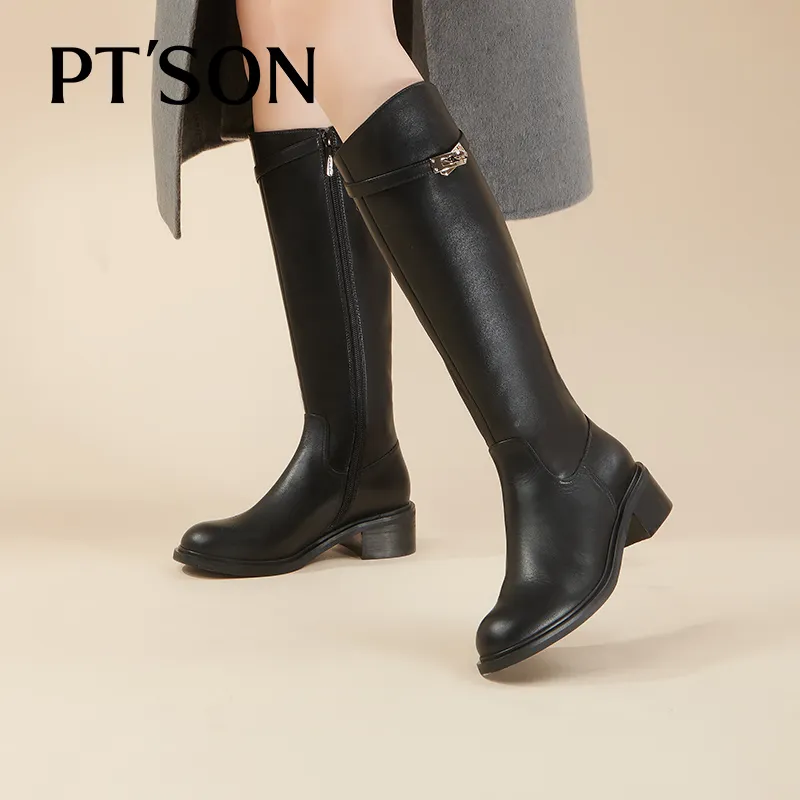 PT'SON Knee high Boots Women's Black-7