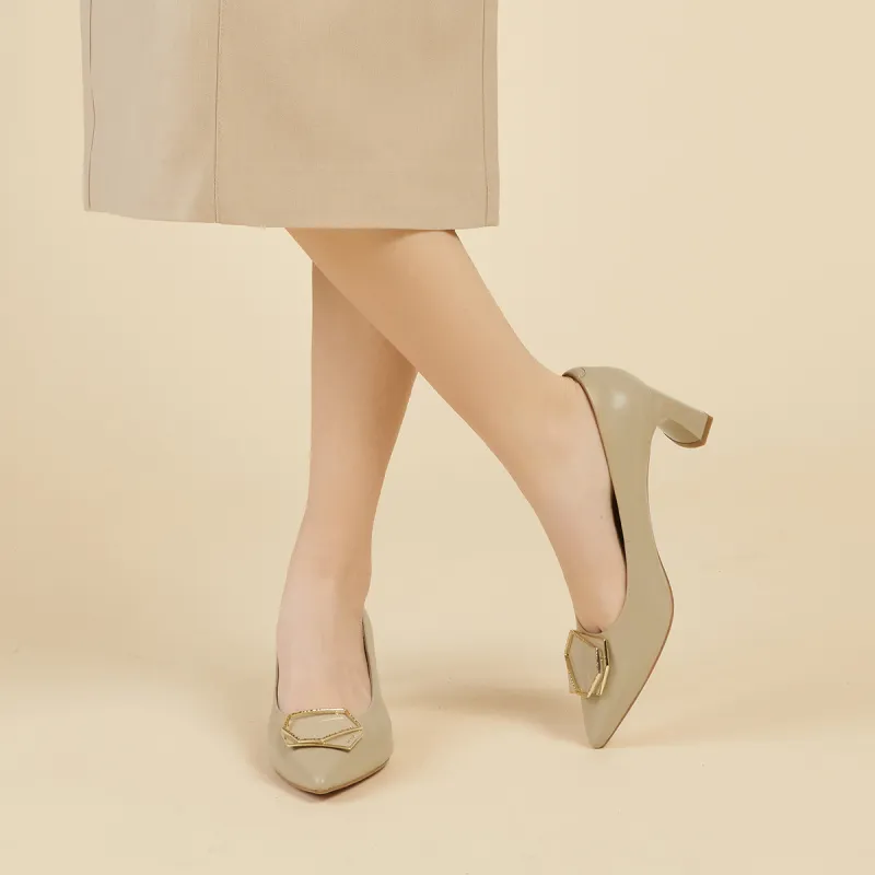 PT'SON Chunky Heel High Heels 5.5cm Women's-14