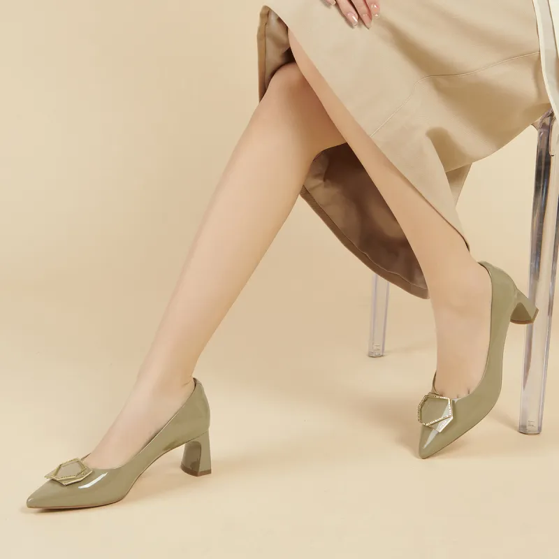 PT'SON Chunky Heel High Heels 5.5cm Women's-7