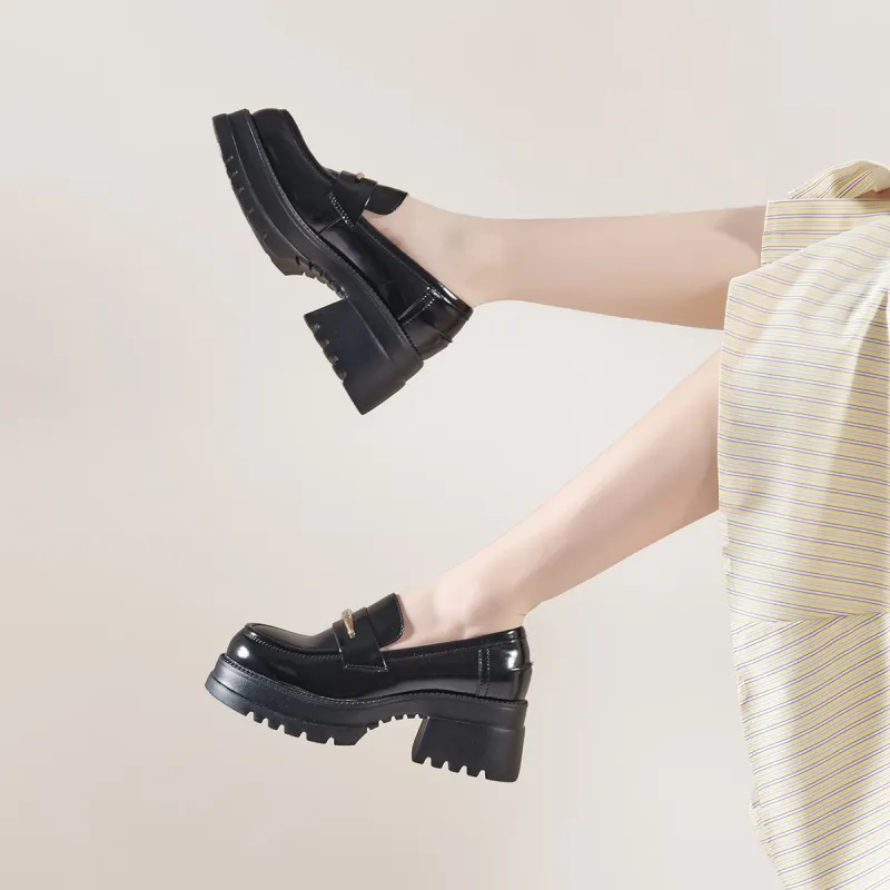 PT'SON Loafers 6.2cm Women's Black-6
