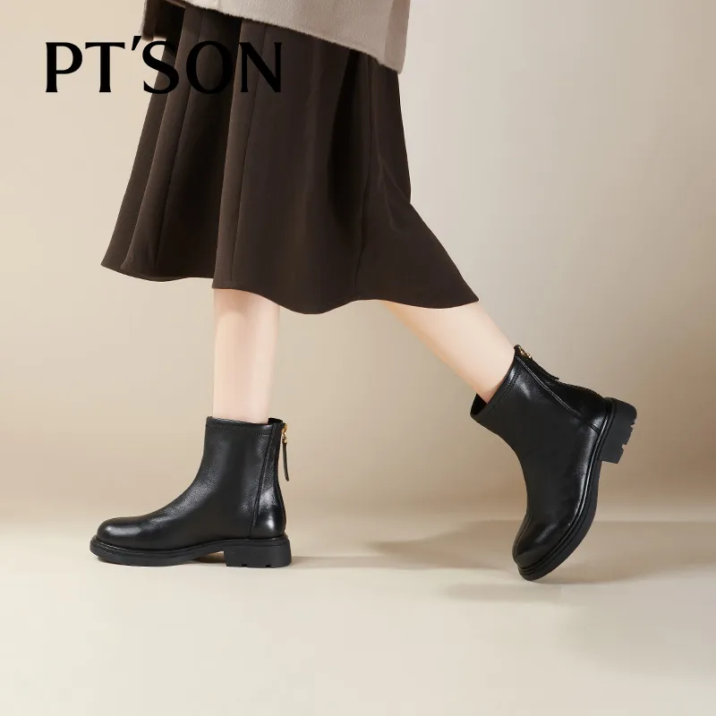 PT'SON Ankle Boots Women's Black/Apricot-4