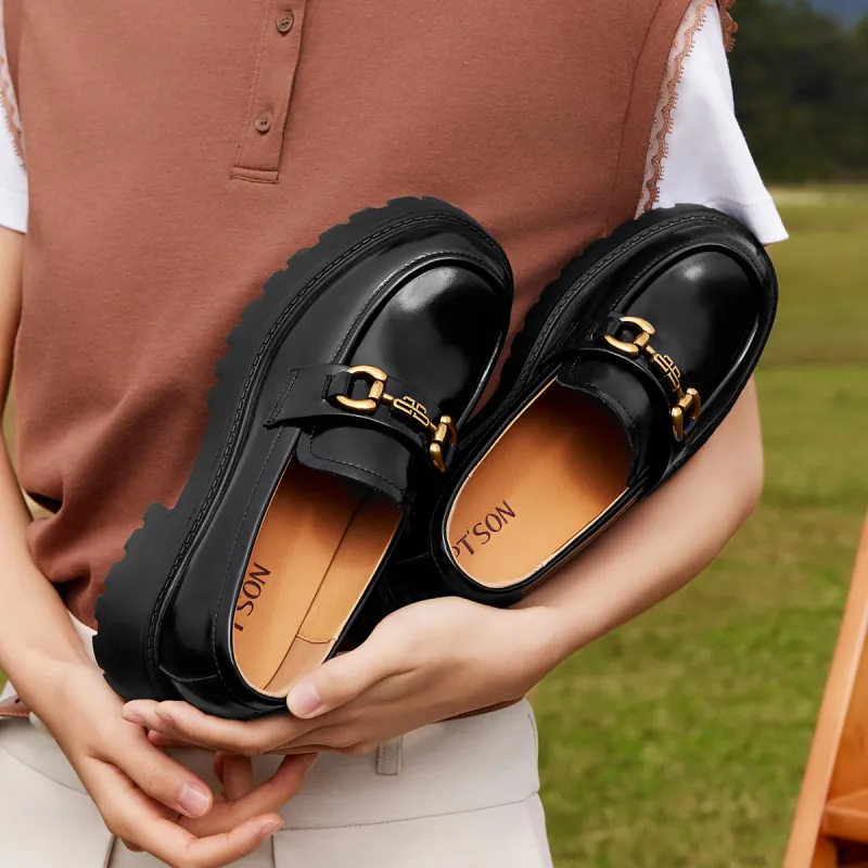 PT'SON Loafers 5.5cm Women's Black-7