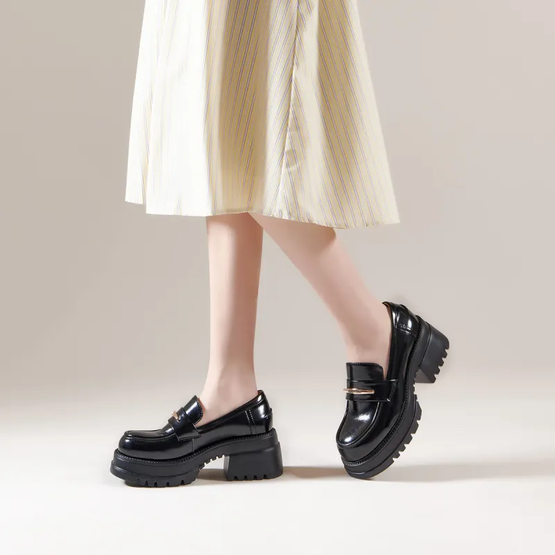 PT'SON Loafers 6.2cm Women's Black-7