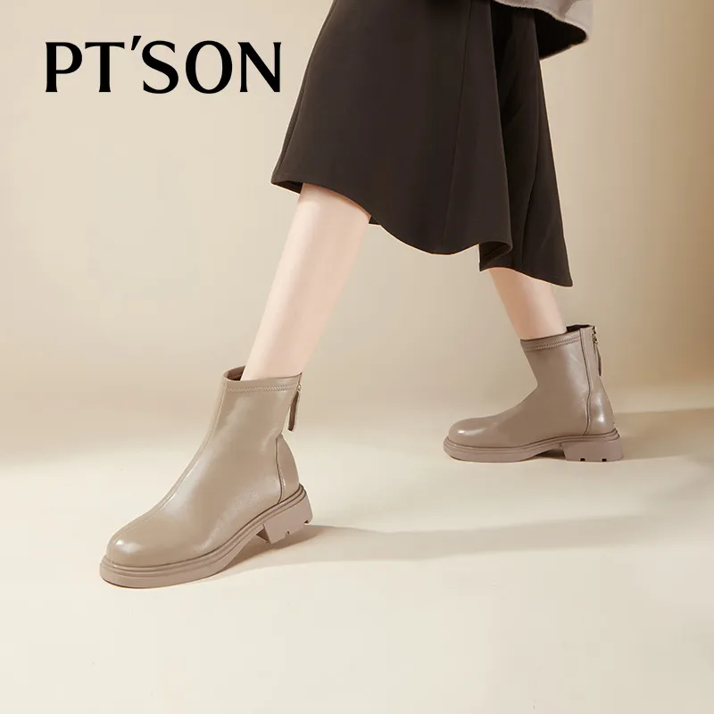 PT'SON Ankle Boots Women's Black/Apricot-9