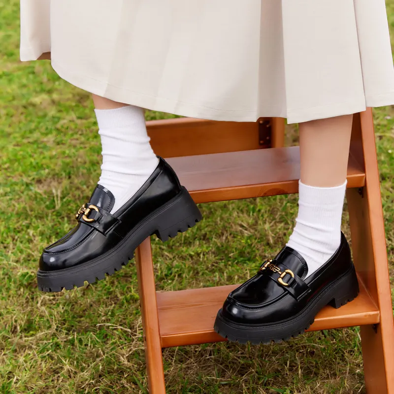 PT'SON Loafers 5.5cm Women's Black-6
