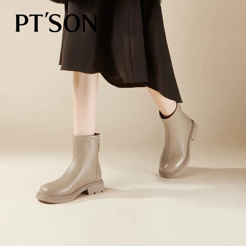 PT'SON Ankle Boots Women's Black/Apricot-11