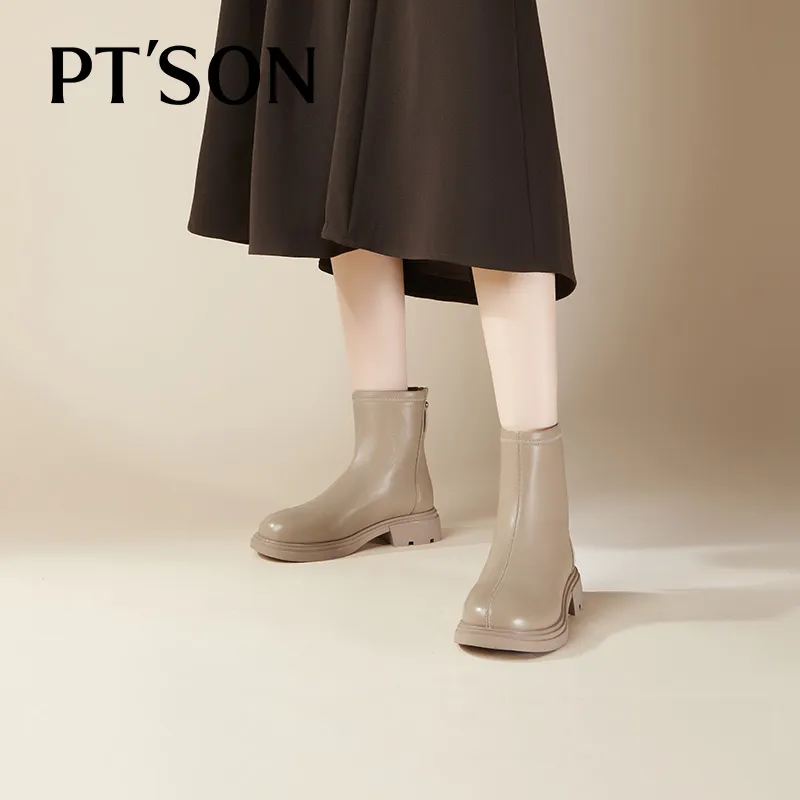 PT'SON Ankle Boots Women's Black/Apricot-10