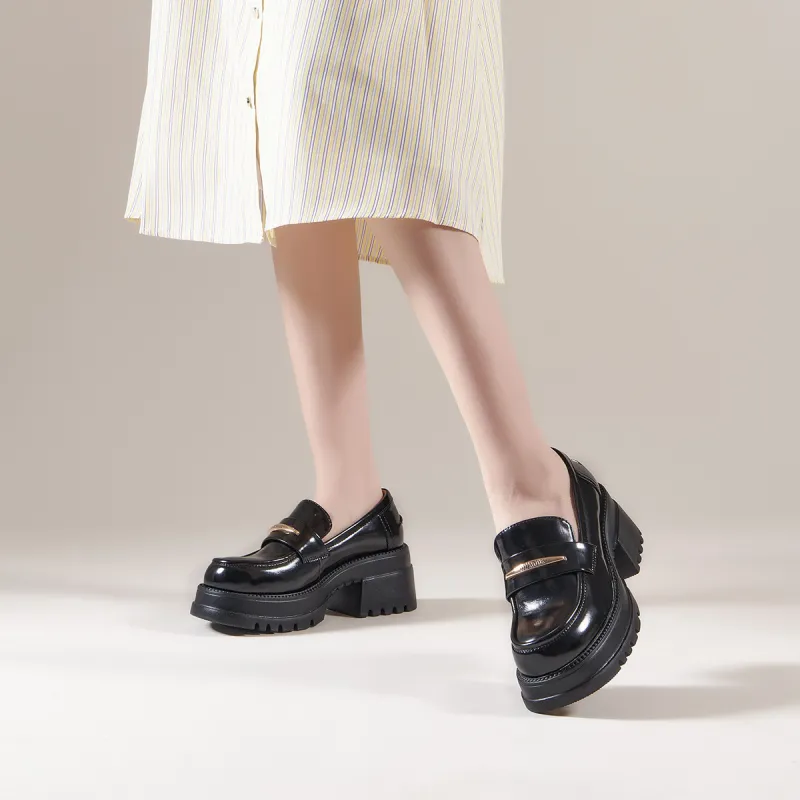 PT'SON Loafers 6.2cm Women's Black-5