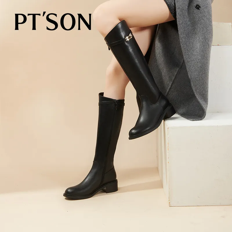 PT'SON Knee high Boots Women's Black-6