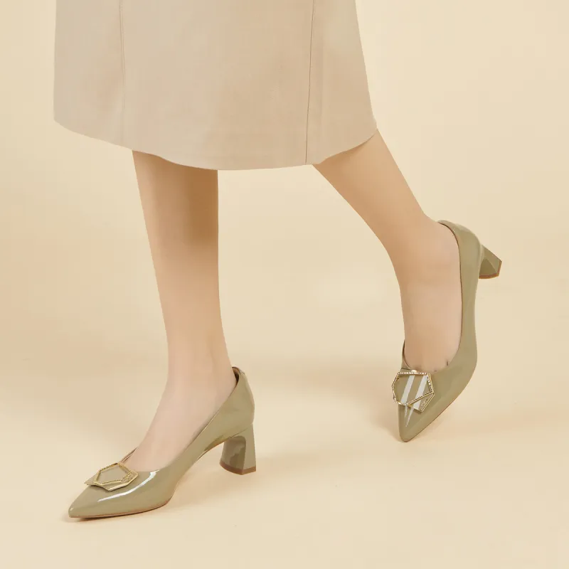 PT'SON Chunky Heel High Heels 5.5cm Women's-8
