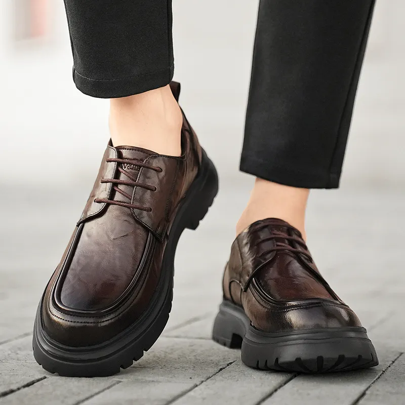 G.N.SHIJIA Dress Shoes Men Low Top Black/Brown-19
