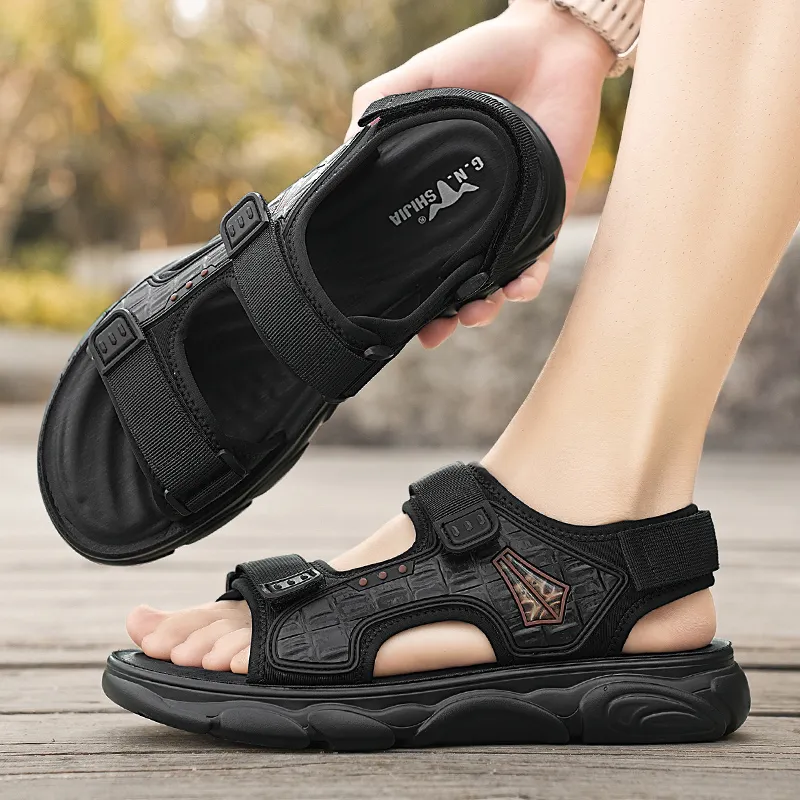 G.N.SHIJIA Beach Sandals Men Black/Khaki-6