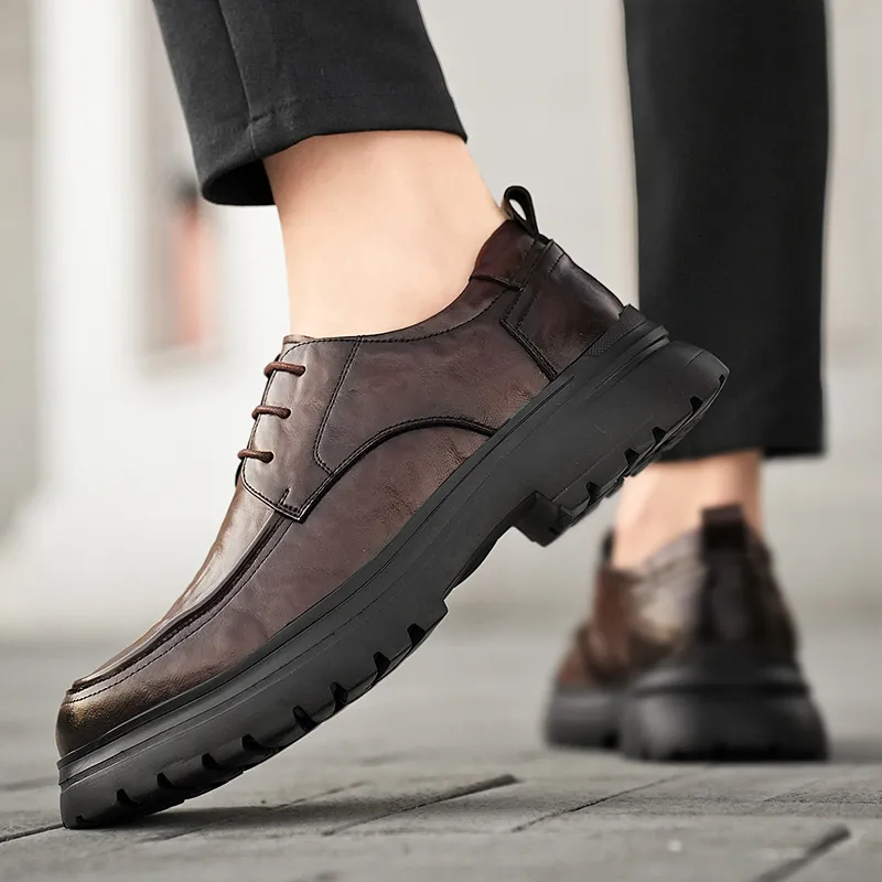G.N.SHIJIA Dress Shoes Men Low Top Black/Brown-17