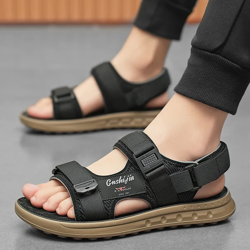 G.N.SHIJIA Beach Sandals Men Black Gray/Black Green-7