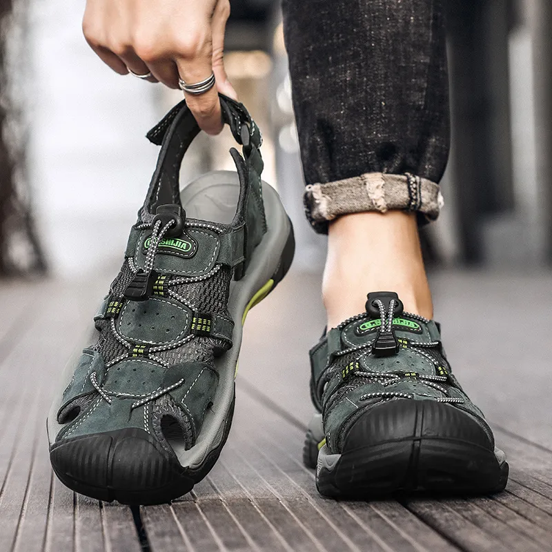 G.N.SHIJIA River Trekking Shoes Men Gray Blue/Earth Yellow-10
