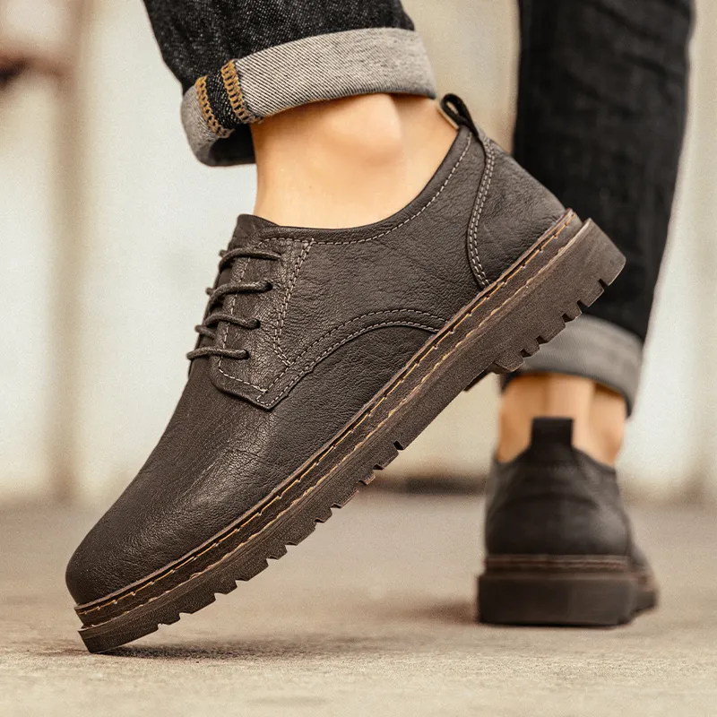 G.N.SHIJIA Men's Casual Shoes Men Low Top Black/Khaki-15