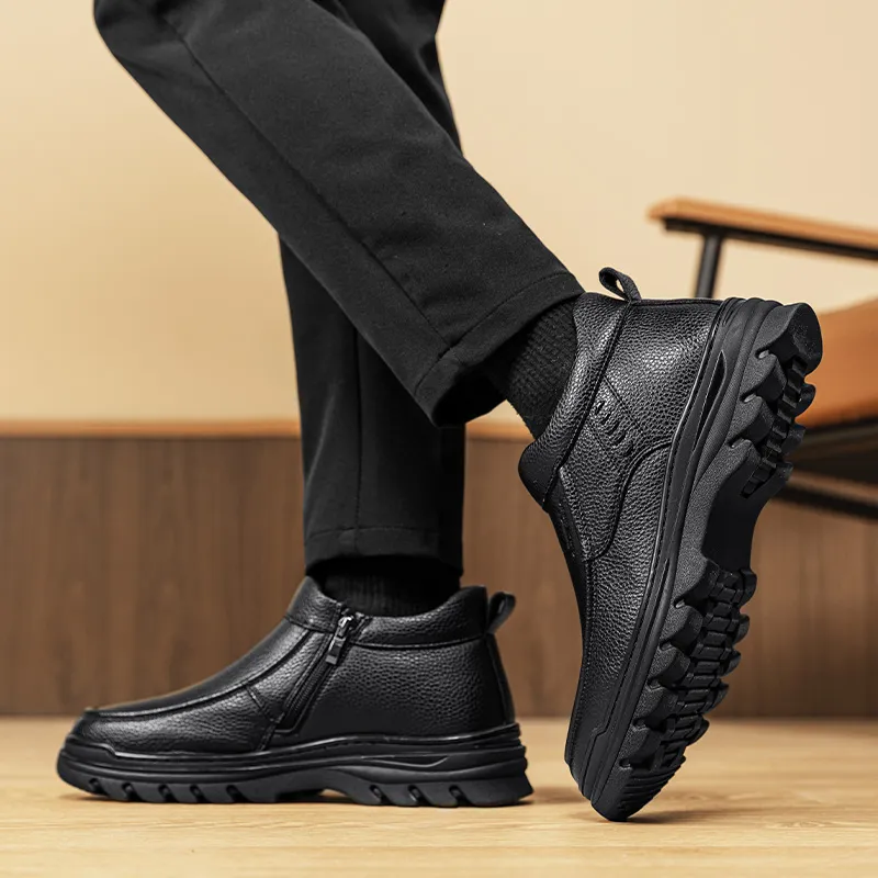 G.N.SHIJIA Men's Casual Shoes Men Mid Top Black/Brown-13
