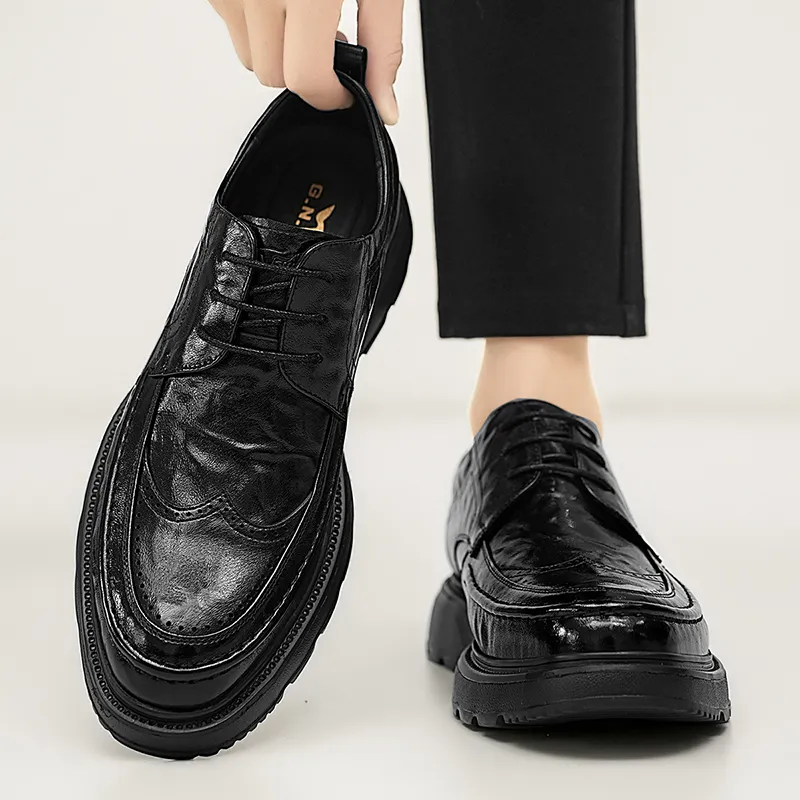 G.N.SHIJIA Dress Shoes Men Low Top Black/Brown-8