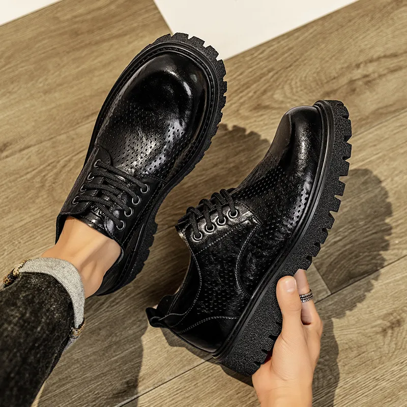 G.N.SHIJIA Dress Shoes Men Low Top Black/Brown-9