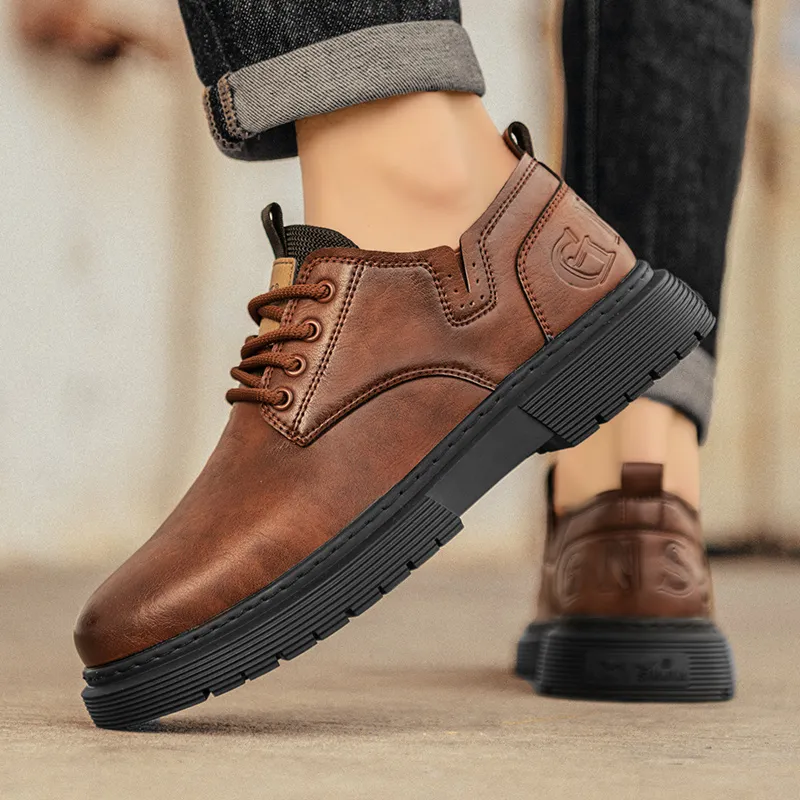 G.N.SHIJIA Men's Casual Shoes Men Low Top Black/Red Brown-14