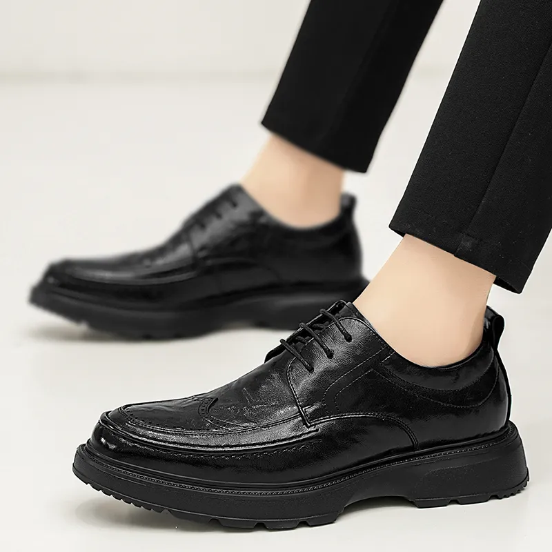 G.N.SHIJIA Dress Shoes Men Low Top Black/Brown-7