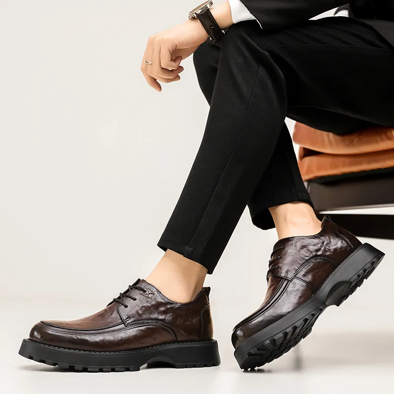 G.N.SHIJIA Men's Casual Shoes Men Low Top Black/Brown-20