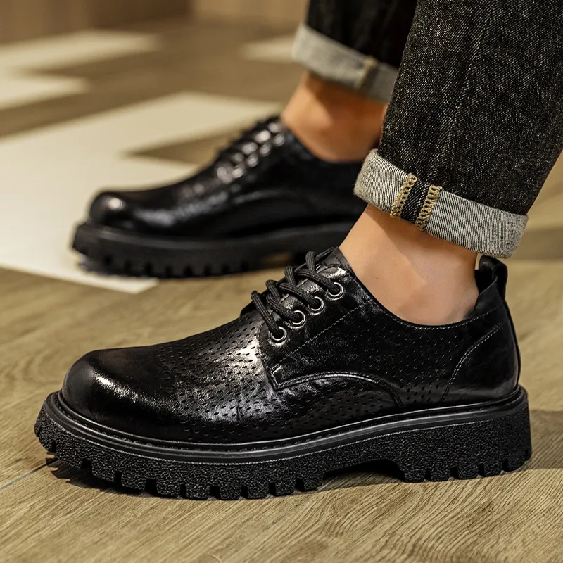 G.N.SHIJIA Dress Shoes Men Low Top Black/Brown-8