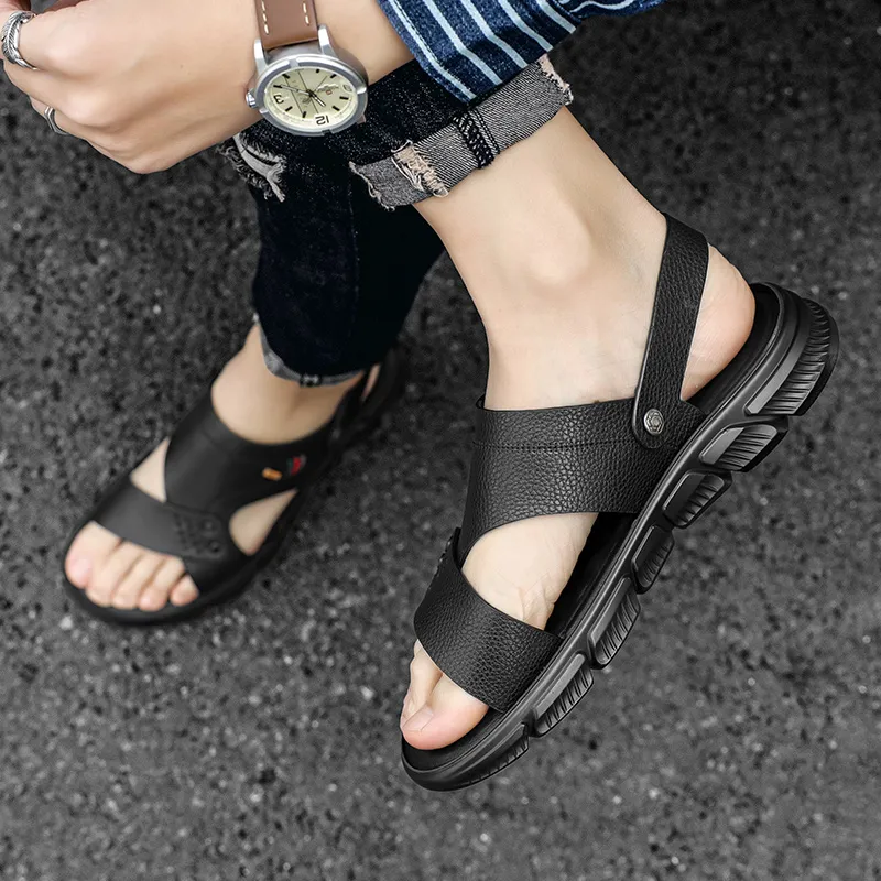 G.N.SHIJIA Beach Sandals Men Black/Brown-8
