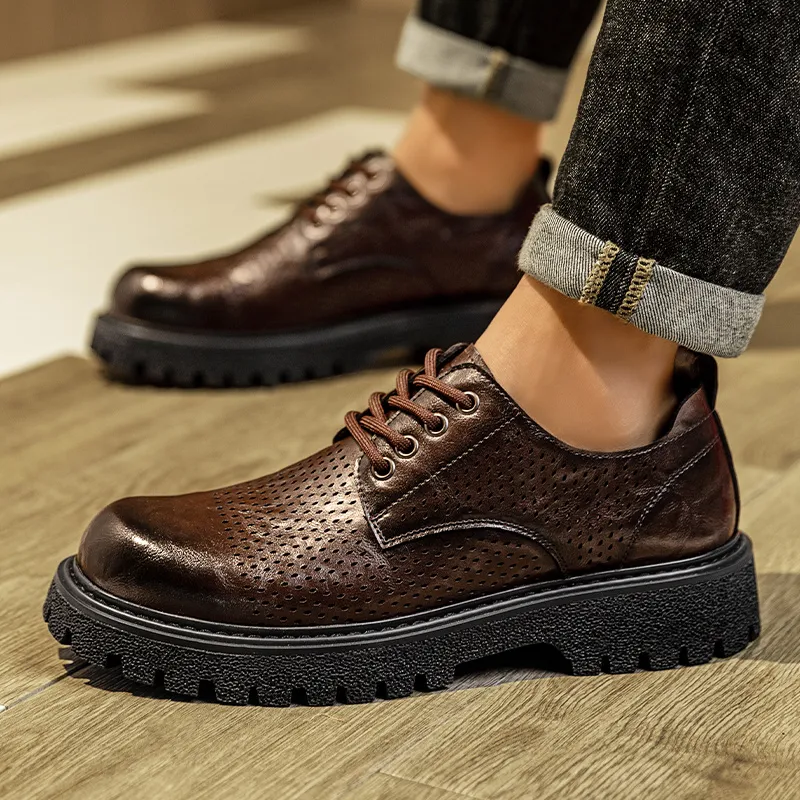 G.N.SHIJIA Dress Shoes Men Low Top Black/Brown-19
