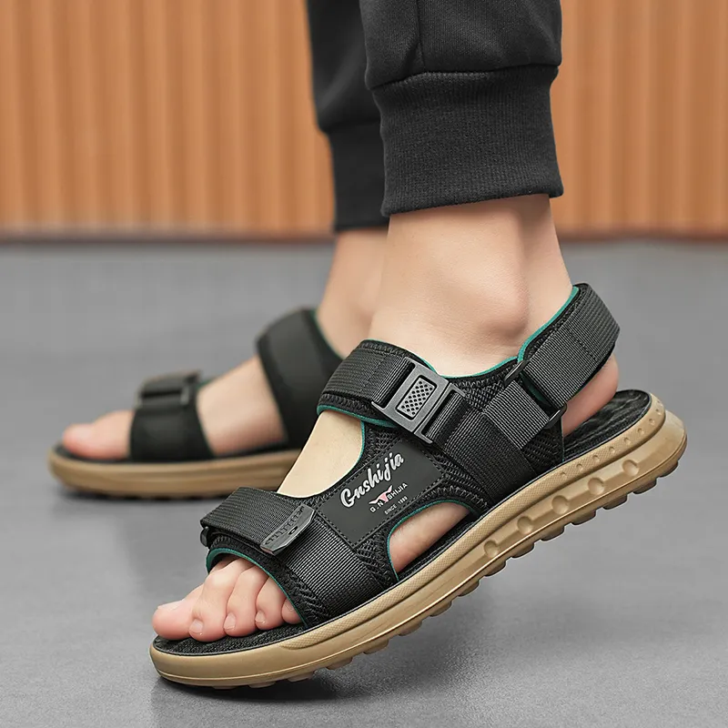 G.N.SHIJIA Beach Sandals Men Black Gray/Black Green-16