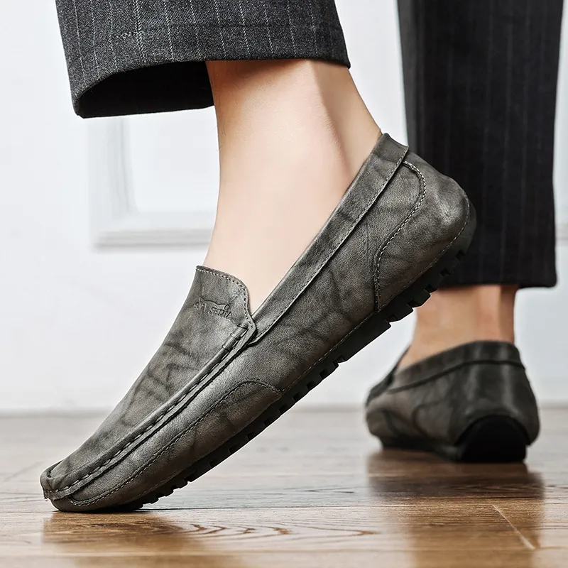 G.N.SHIJIA Gommino Loafers Men Black/Gray-14