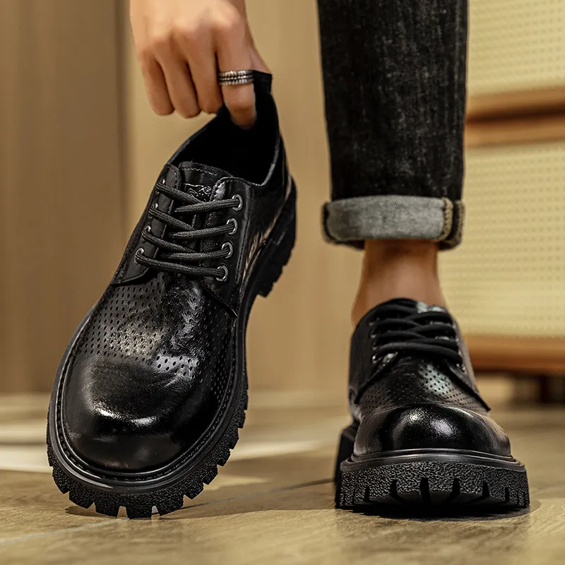 G.N.SHIJIA Dress Shoes Men Low Top Black/Brown-7