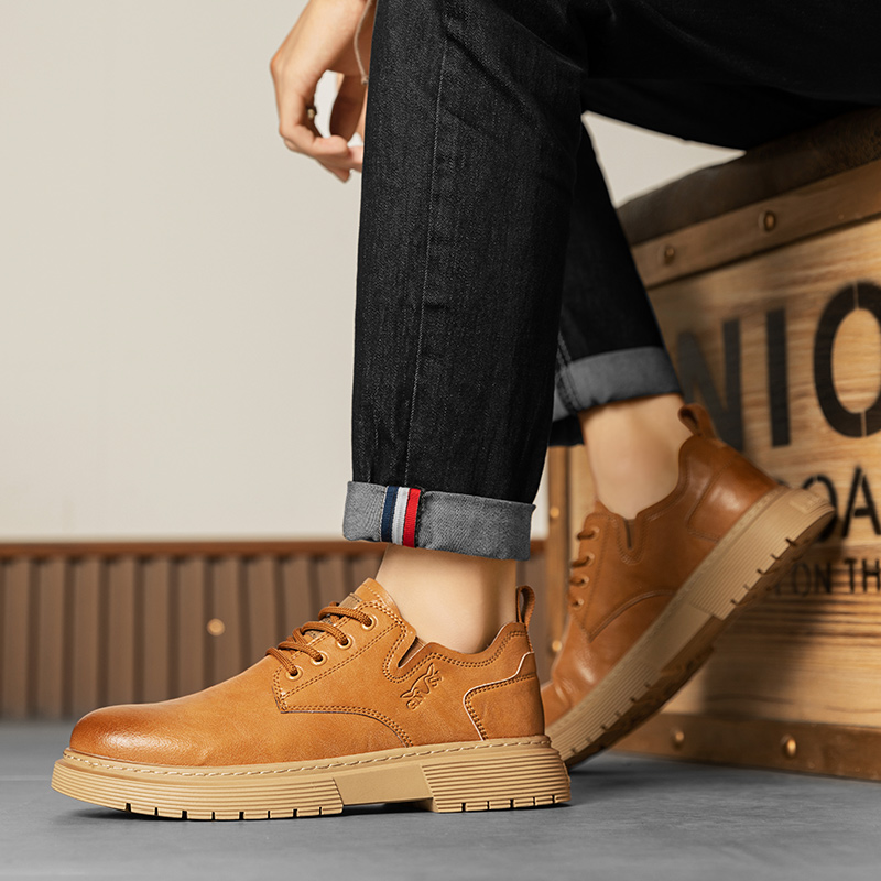 G.N.SHIJIA Casual Shoes Men Low-Top Yellow Brown EU 40 - POIZON