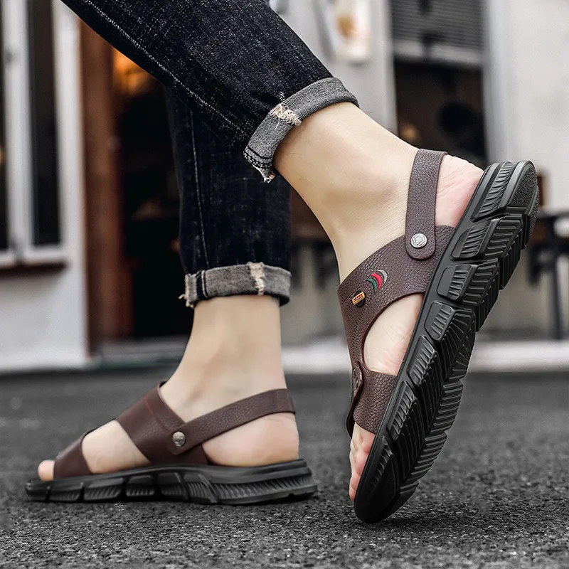 G.N.SHIJIA Beach Sandals Men Black/Brown-13