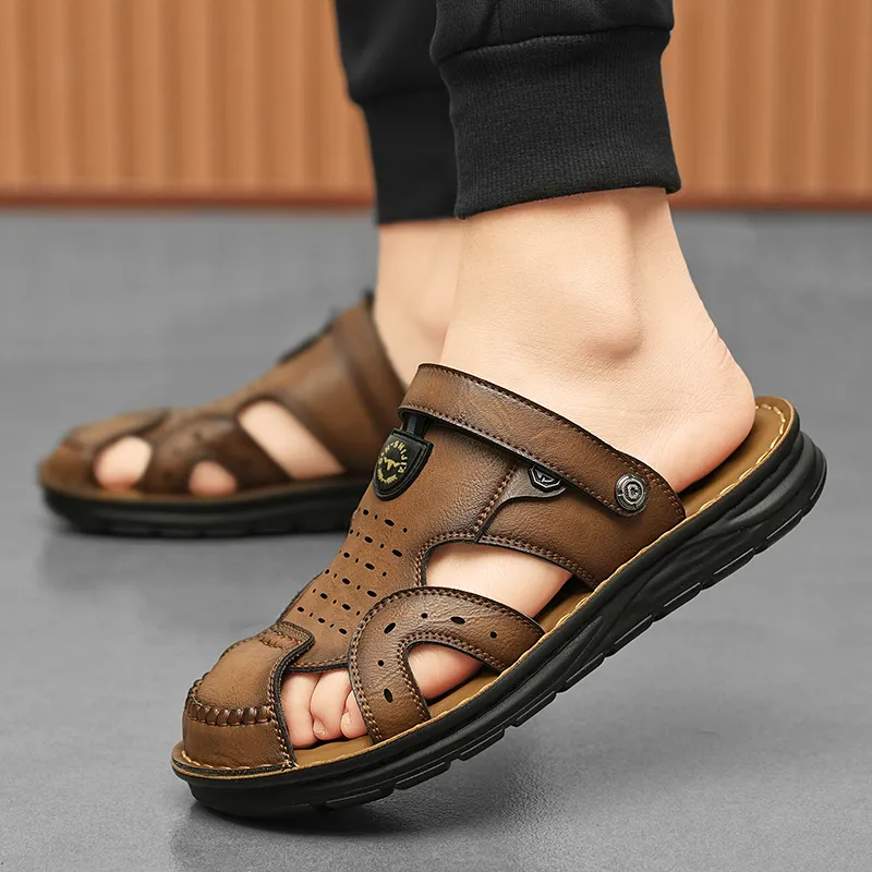 G.N.SHIJIA Beach Sandals Men Black/Yellow Brown-19