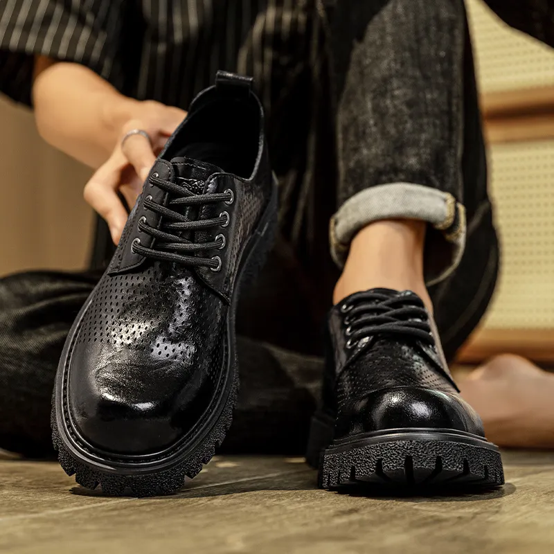 G.N.SHIJIA Dress Shoes Men Low Top Black/Brown-6