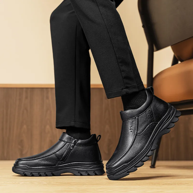 G.N.SHIJIA Men's Casual Shoes Men Mid Top Black/Brown-14