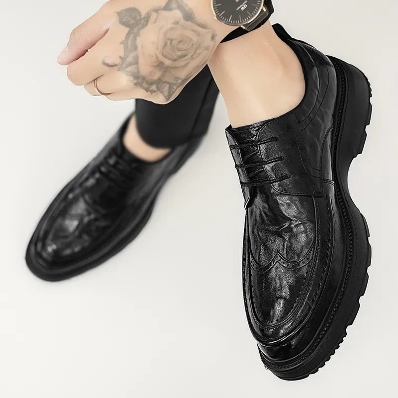 G.N.SHIJIA Dress Shoes Men Low Top Black/Brown-9