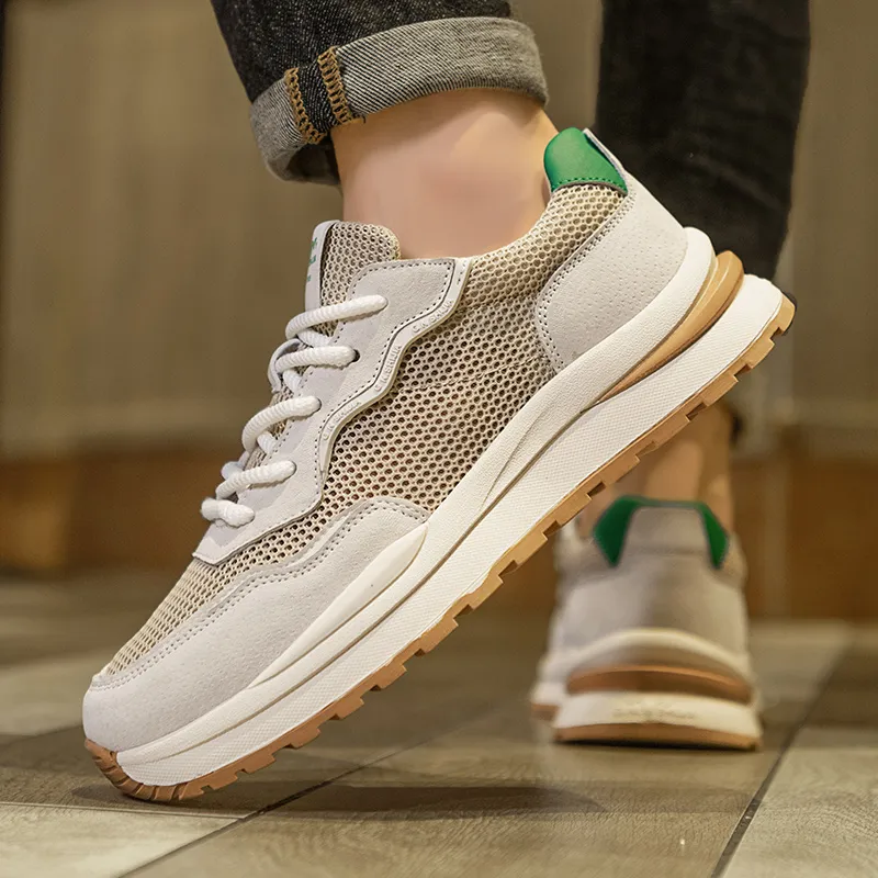 G.N.SHIJIA Casual Shoes Men Low Top Beige Brown/Beige Green-12