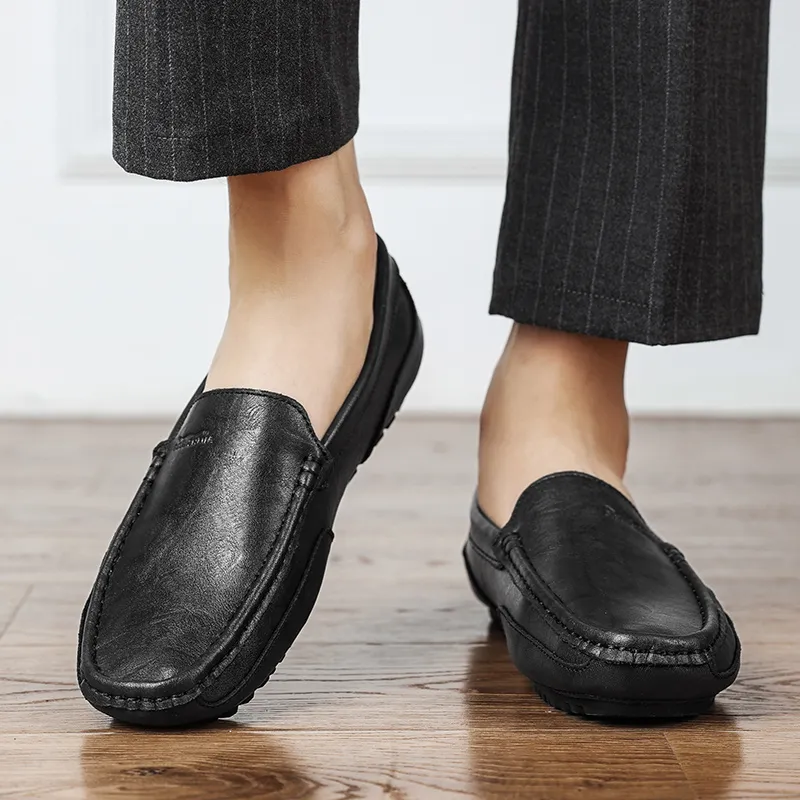 G.N.SHIJIA Gommino Loafers Men Black/Gray-5