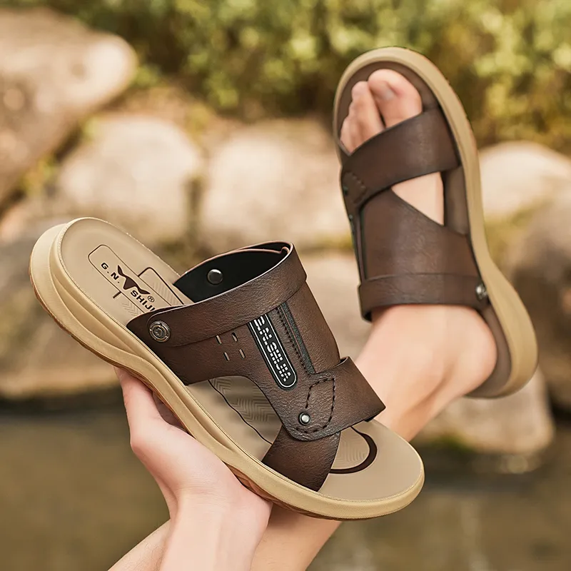 G.N.SHIJIA Beach Sandals Men Black/Dark Brown-13