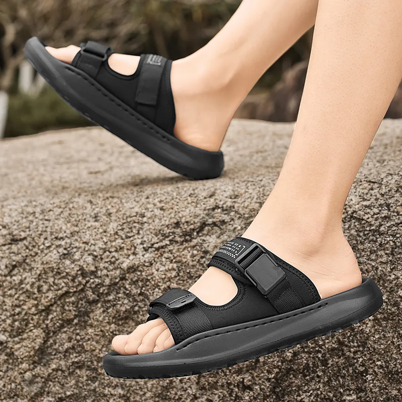 G.N.SHIJIA PU Polyurethane Stitching Slide Slippers Men's-10