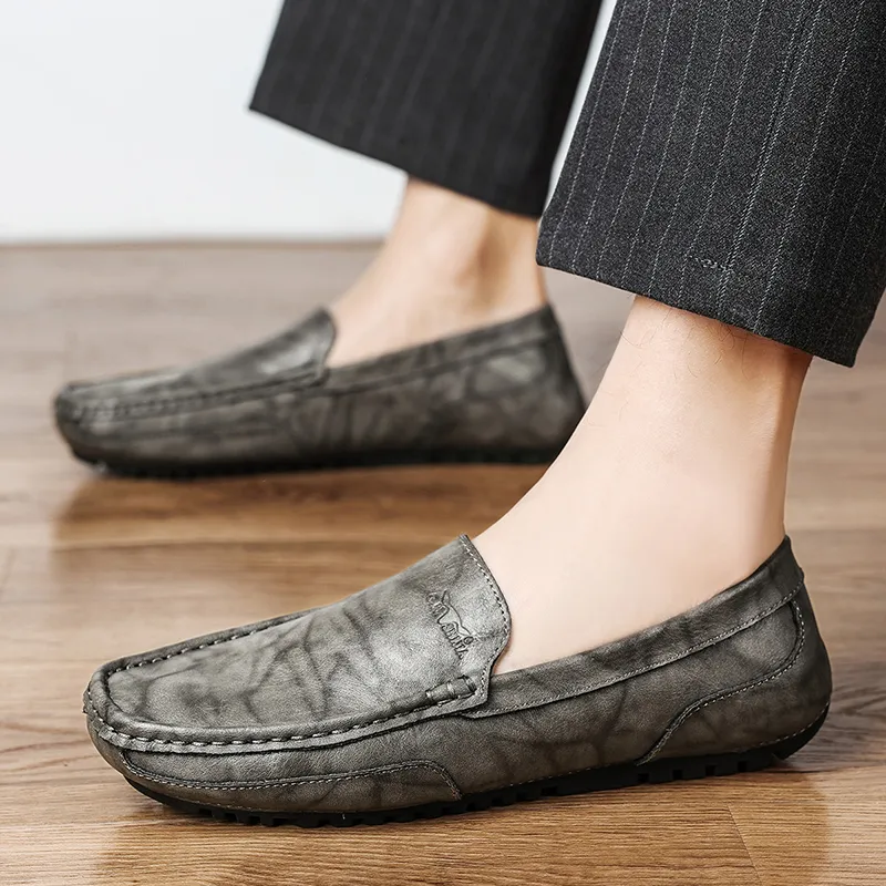 G.N.SHIJIA Gommino Loafers Men Black/Gray-13